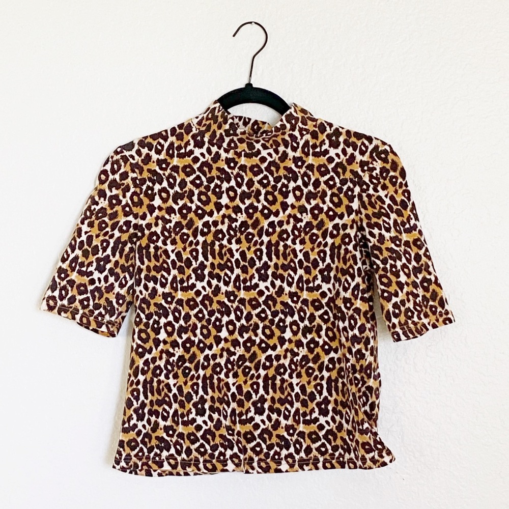 ANTHROPOLOGIE Cheetah Print Mock Turtleneck